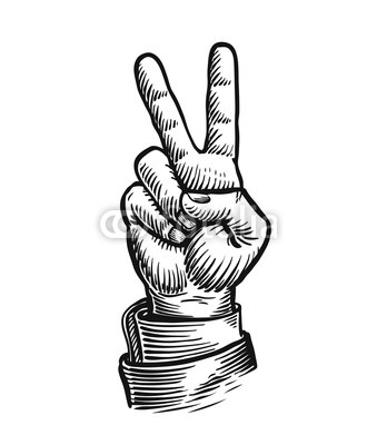 339x400 Hand Gesture Of Victory Or Peace Success Symbol Sketch Vintage