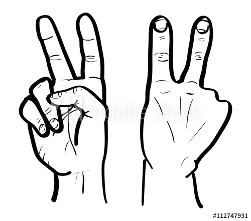 500x441 Outiline Of Hand Gestures Of Victory Or Peace From Front And Back