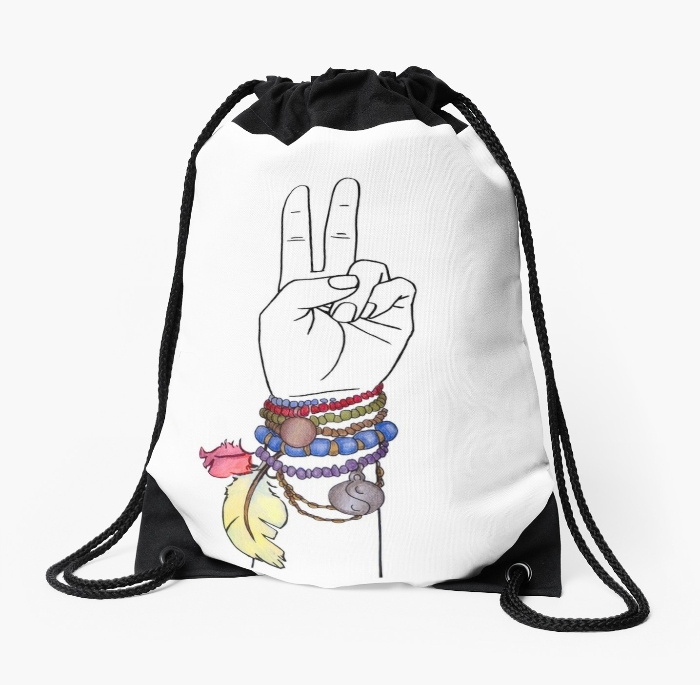 1435x1404 Peace Fingers, Peace Symbol, Hand Gesture Drawstring Bag