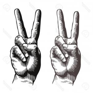 300x300 Photostock Vector Hand Gesture Peace Sign Symbol Sketch Vector
