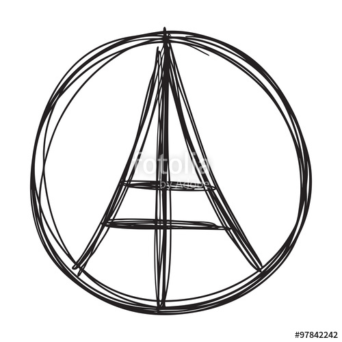 500x500 Freehand Sketch Illustration Of Pray And Eiffel Tower Peace Sign