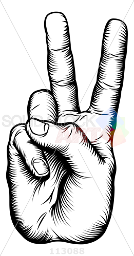 261x500 Stock Illustration Of Hand V For Victory Peace Sign In Woodcut