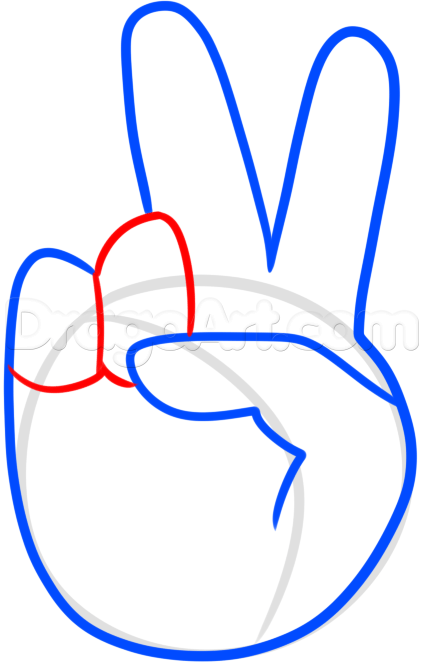 424x664 How To Draw Peace Fingers, Step