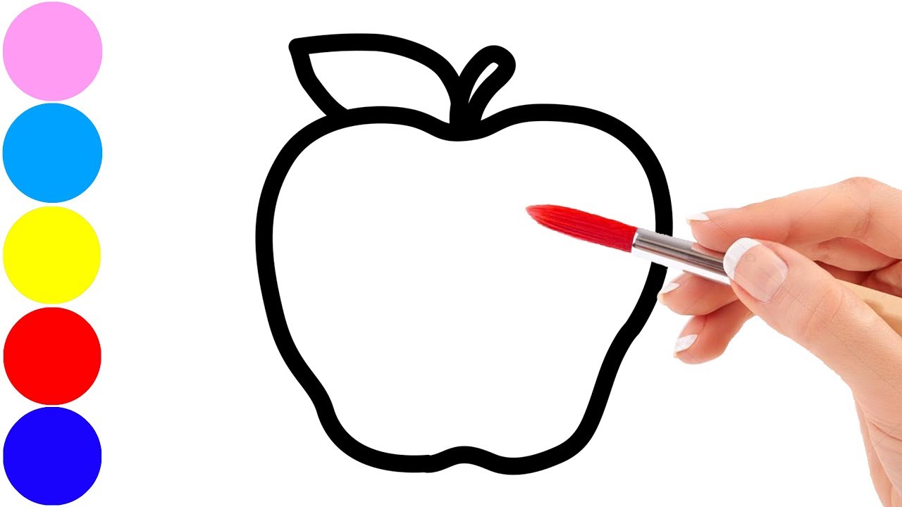 1280x720 Drawing Fruits Apple, Peach, Banana, Pear And Coloring For Kids
