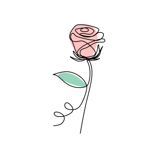 640x640 Continuous Line Art Drawing Of Rose Flower Blooming Minimalist
