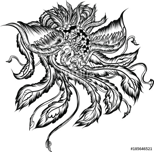 500x493 Hand Drawn Colorful Phoenix Tattoo,fire Bird Isolate On White