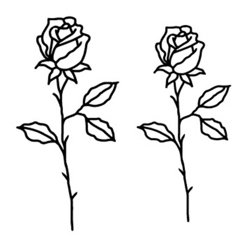 800x800 Black White Style Tattoo Sticker Tree Flower Temporary Tattoo