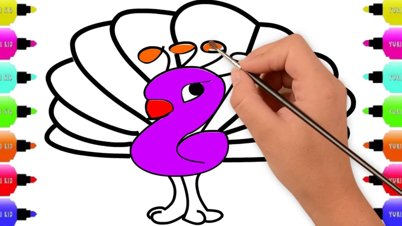 1280x720 Colorful Peacock Drawing For Kids Children, Cartoon Bird
