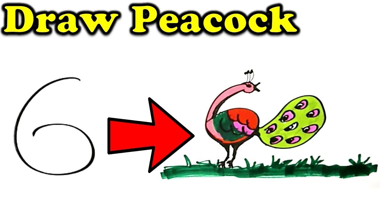 1280x720 How To Draw Peacock Easily Using Number For Kids Step