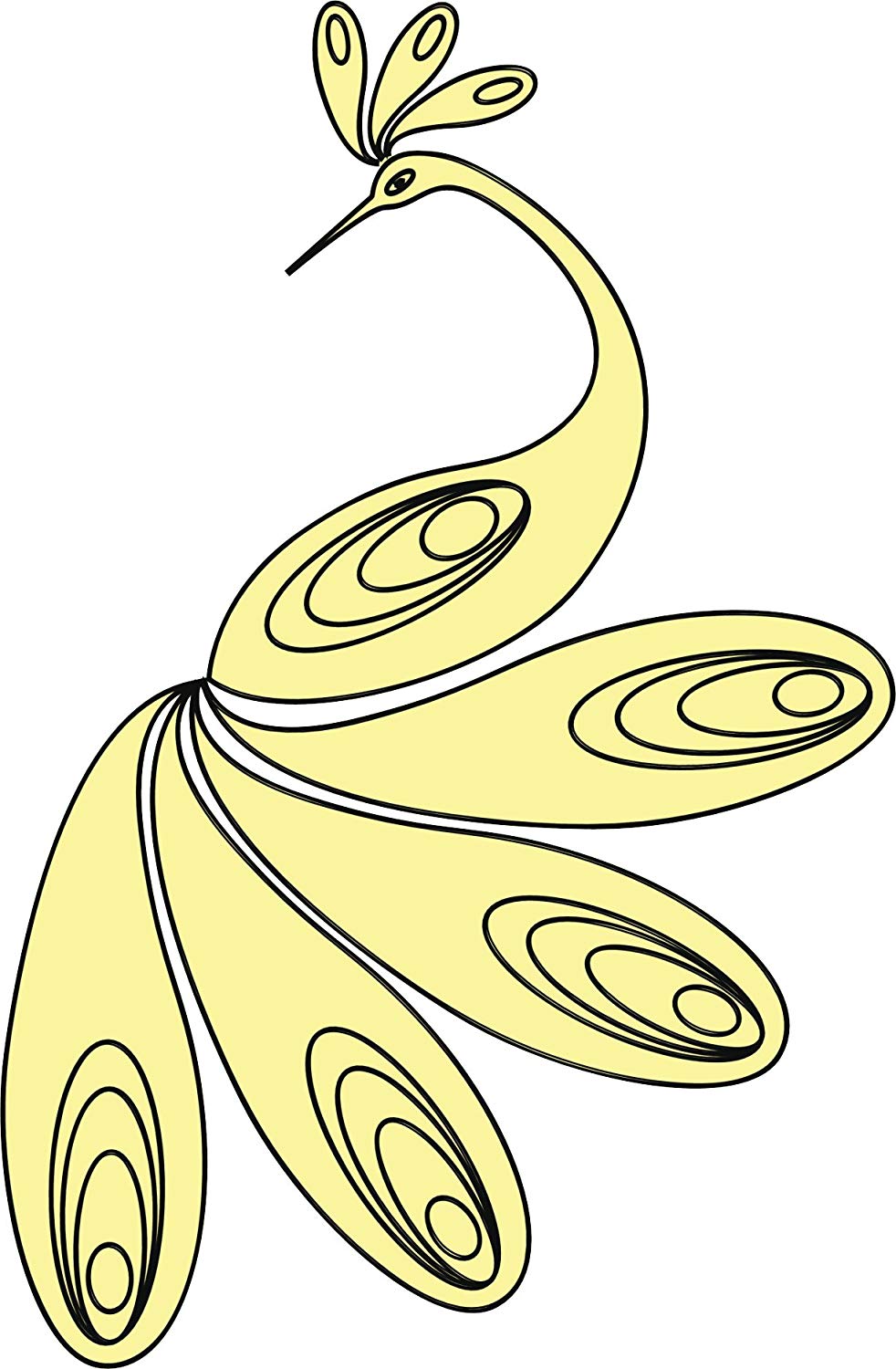 982x1500 Pretty Simple Yellow Peacock Cartoon Drawing Vinyl