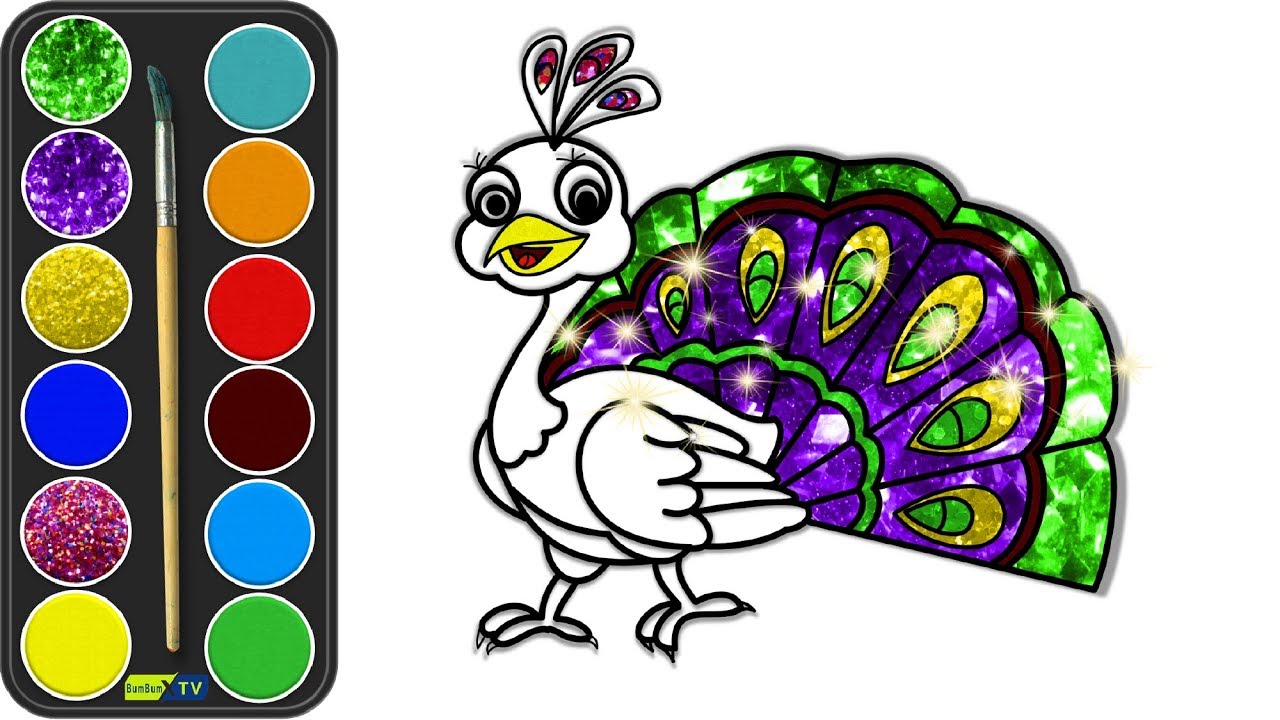 1280x720 How To Draw A Peacock For Kids Glitter Color Drawing