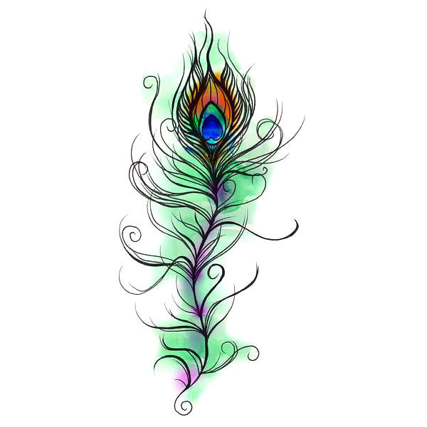600x600 Original Peacock Feather Tattoo Design