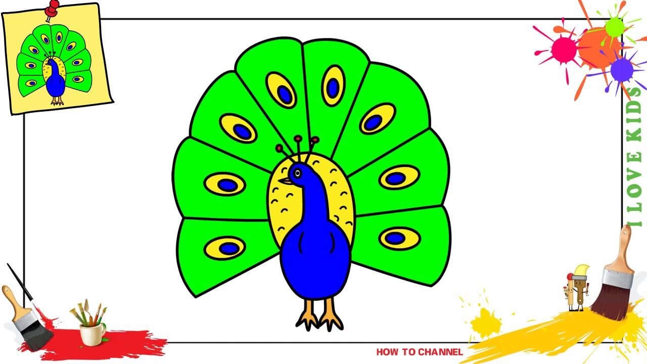 1280x720 Peacock Drawing For Kids And How To Draw A Peacock Easy Slowly