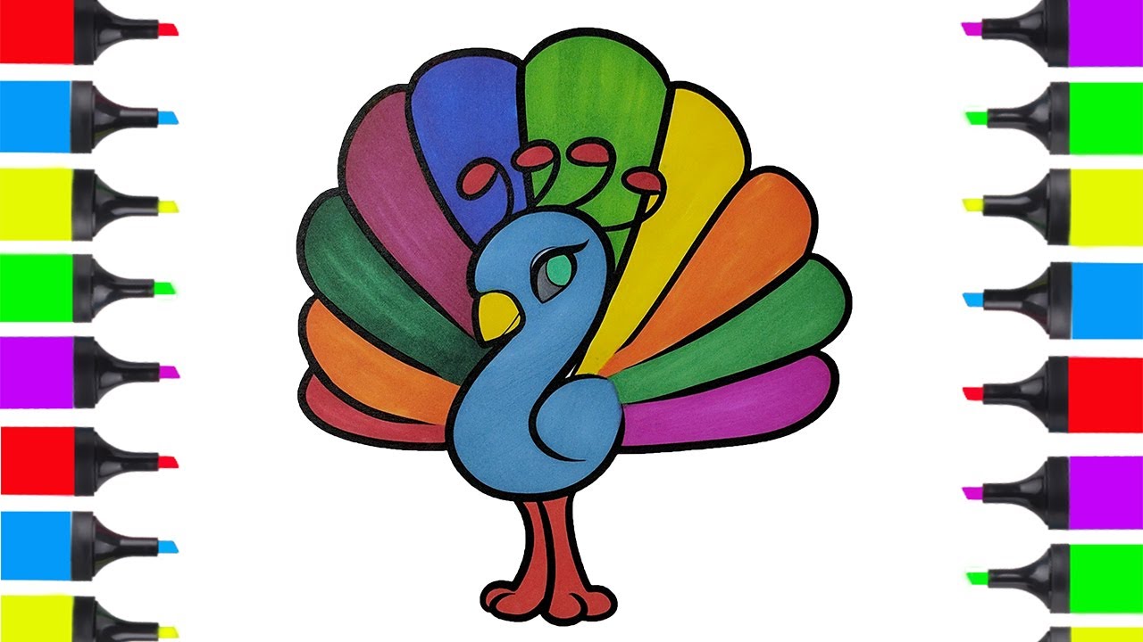 1280x720 How To Draw Peacock Drawing Animals Learning Colors And Song