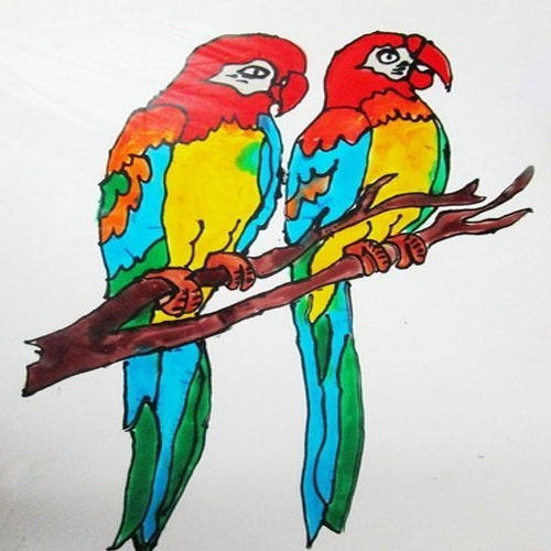 500x500 Peacock Glass Painting