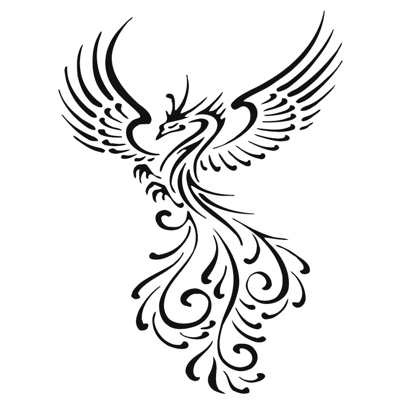 832x832 Great Tribal Flying Peacock Tattoo Design