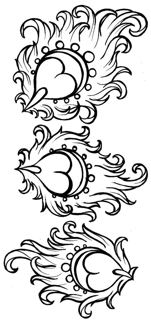 611x1307 Feather Tattoo Coloring