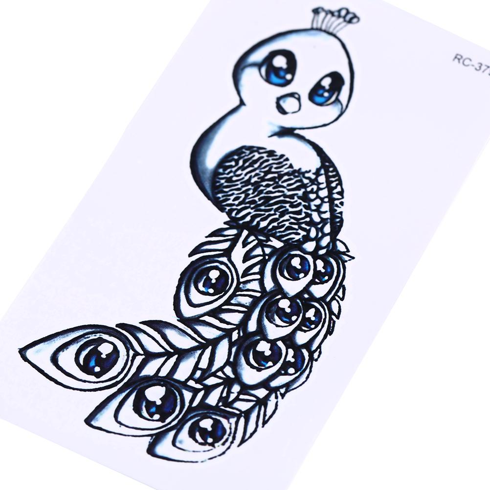 1002x1002 Waterproof Peacock Temporary Tattoo Sticker Arm Peacock Old School