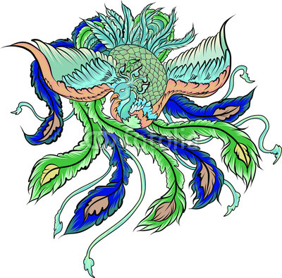 400x394 Hand Drawn Colorful Phoenix Tattoo,fire Bird Isolate On White