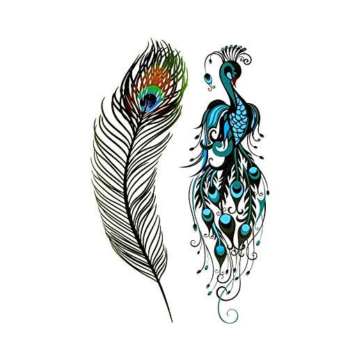 500x500 Oottati Small Cute Temporary Tattoo Feather Peacock