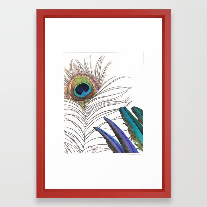 700x700 Peacock Feather Drawing Framed Art Print