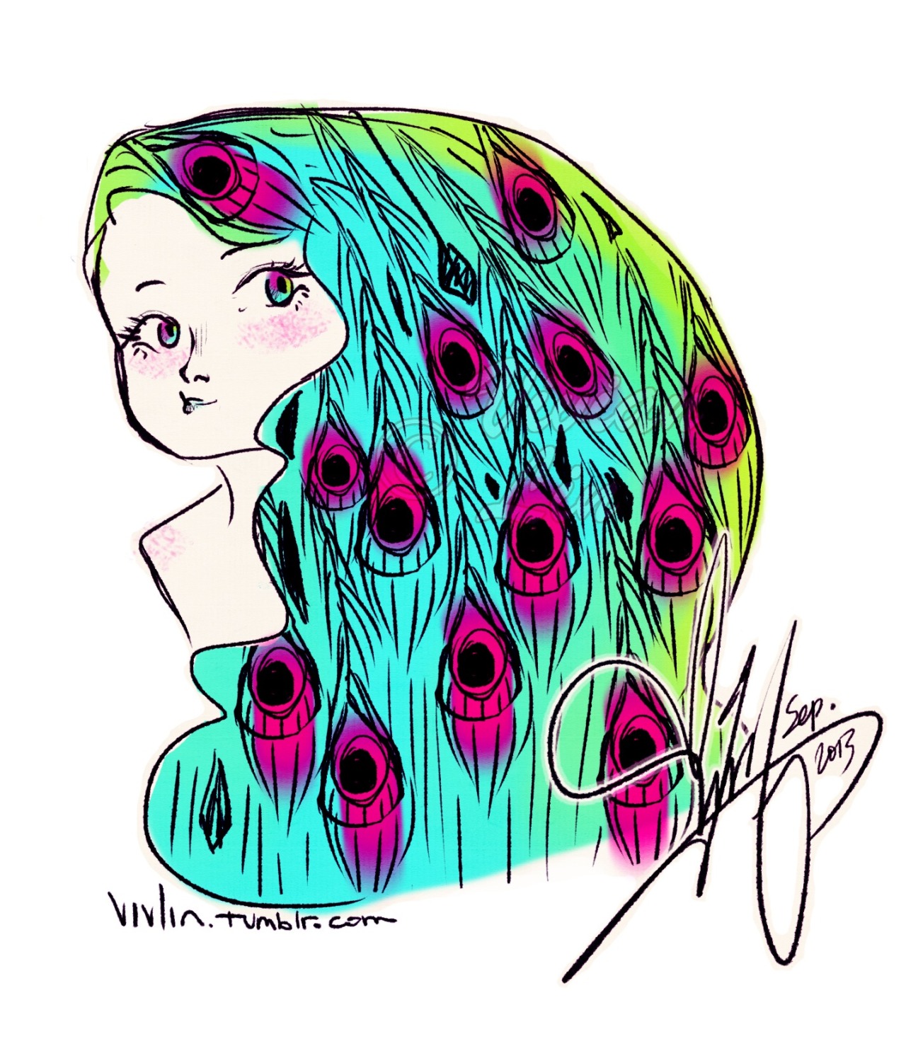 1280x1478 Artsy Musings A Girl With Peacock Feathers In Her Hair