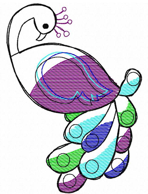 489x640 Peacock Sketch Design Jazzy Zebra Designs