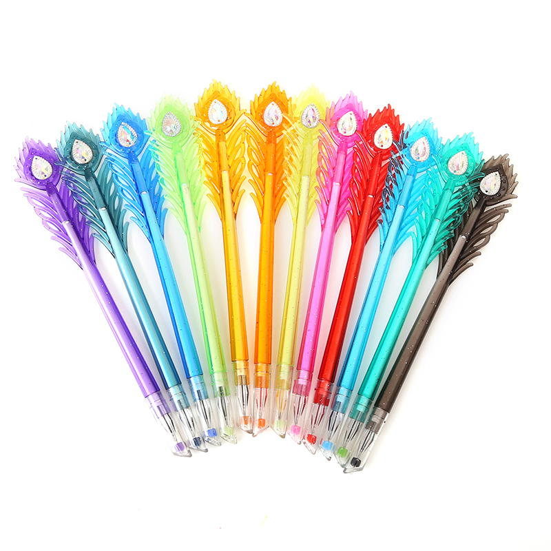 800x800 Superior Colors Diamond Head Gel Pens Peacock Shape Colorful
