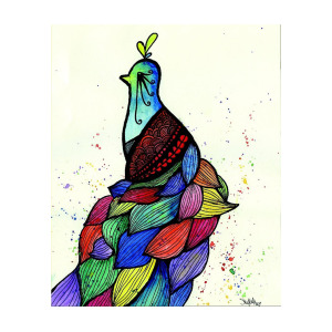 300x300 Colorful Peacock Drawing