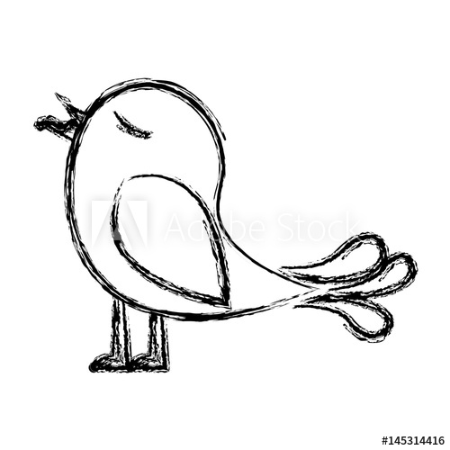 500x500 Monochrome Sketch Of Bird With Worm In The Peak Vector