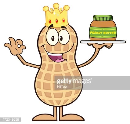 426x406 king peanut holding a peanut butter jar premium clipart