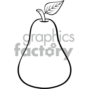 300x300 Royalty Free Rf Clipart Illustration Black And White Outlined Pear