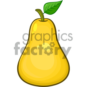300x300 Royalty Free Rf Clipart Illustration Yellow Pear Fruit With Green