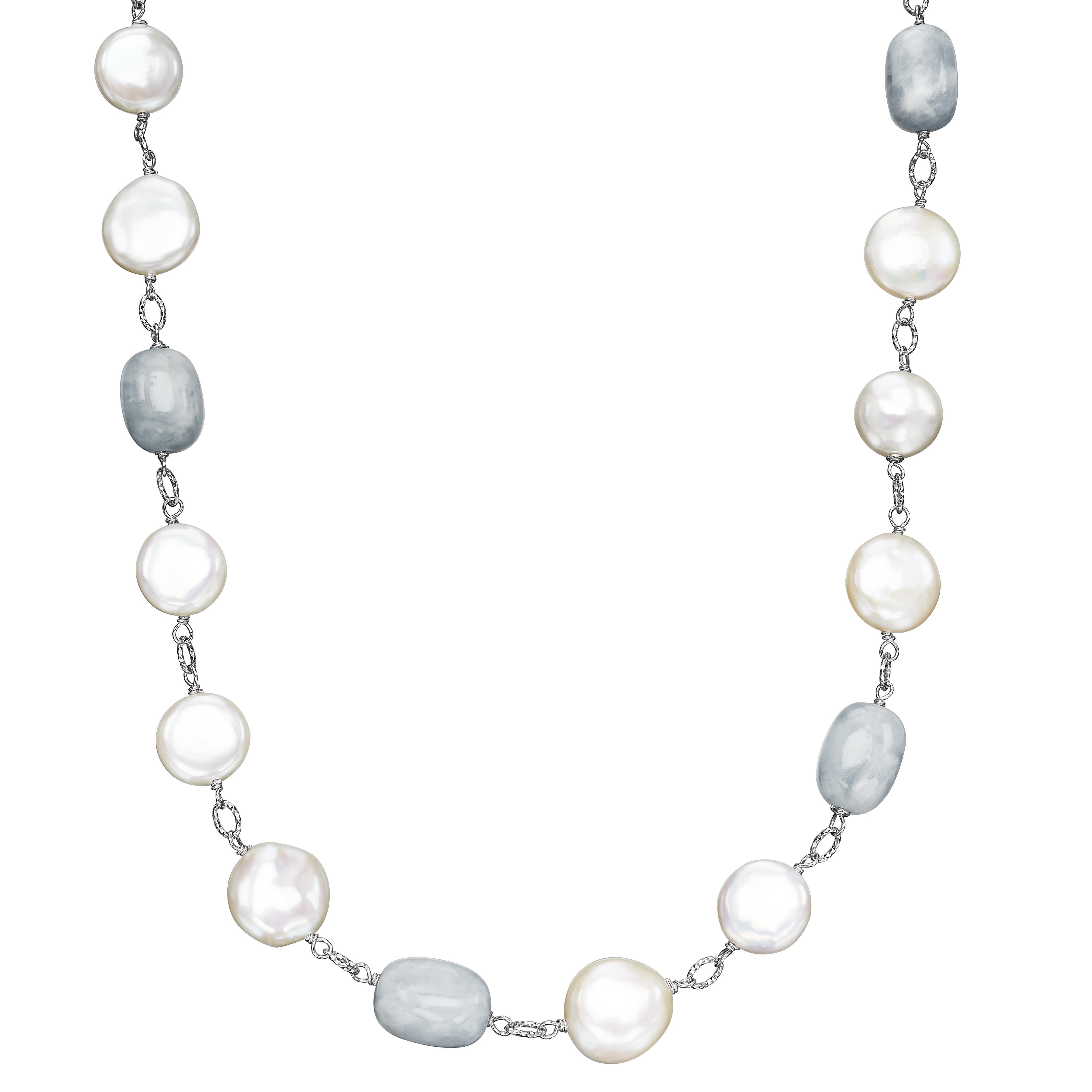 4024x4024 Ss Pearl And Aquamarine Necklace