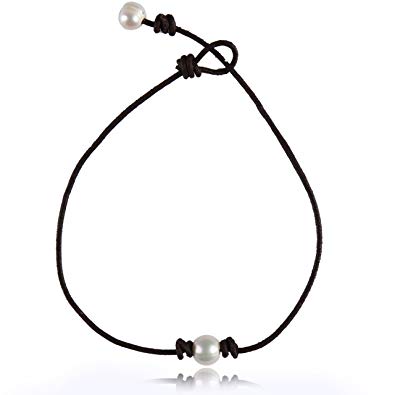 395x395 Barch Young Single Pearl Choker Necklace On Brown