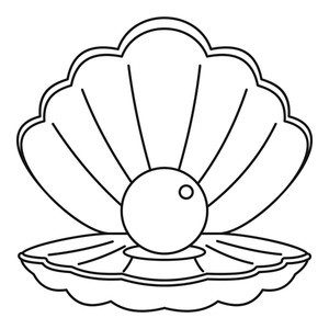 300x300 sea shell with pearl icon outline illustration of sea shell