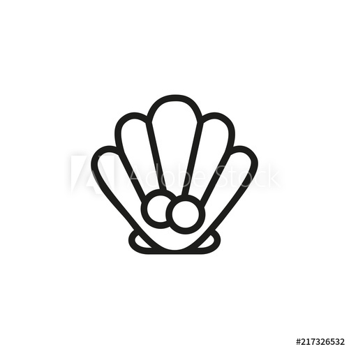 500x500 seashell line icon shell, shellfish, pearl sea life concept can