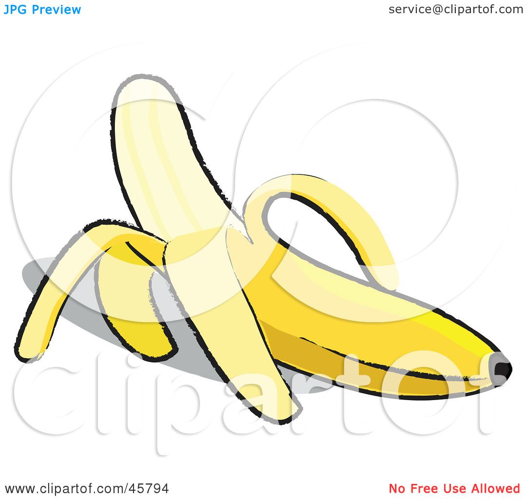 1080x1024 Half Peeled Banana Drawing
