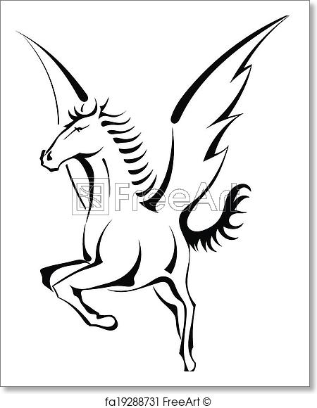 450x580 free art print of black silhouette of pegasus freeart