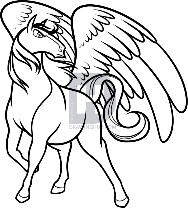 652x720 How To Draw A Black Pegasus, Step
