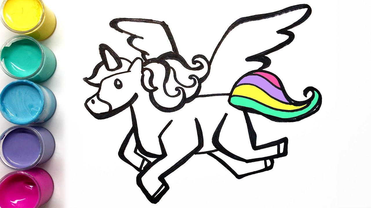 1280x720 How To Draw Unicorn With Watercolor Flying Pegasus Glitter