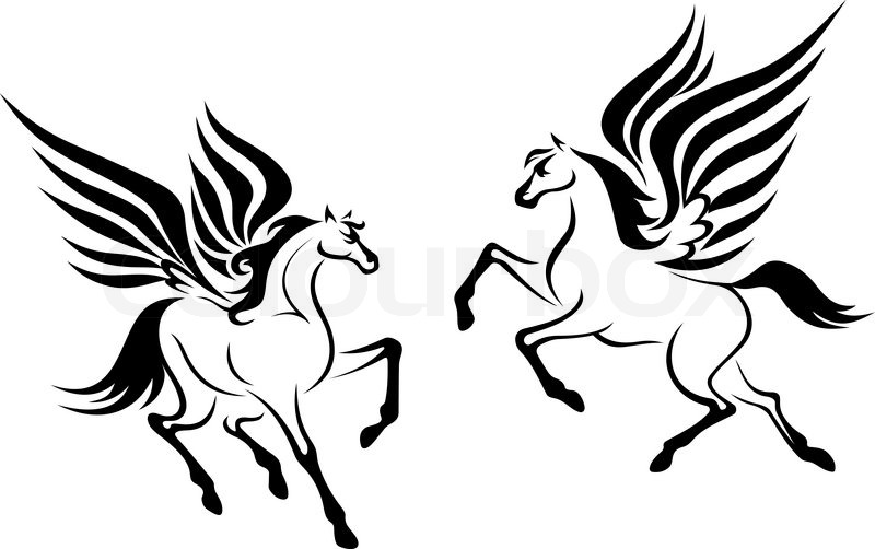 800x502 Black Pegasus Horses With Wings For Stock Vector Colourbox