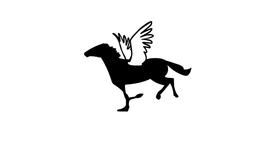 852x480 pegasus mythological flying horse, seamless loop, hand drawn