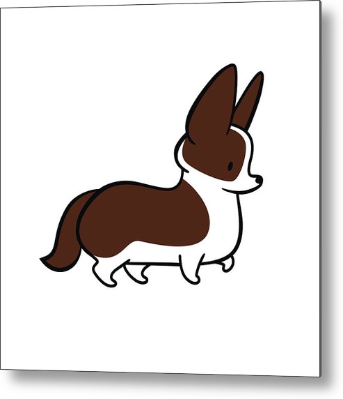 493x572 Cute Cartoon Drawing Of Welsh Corgi Metal Print