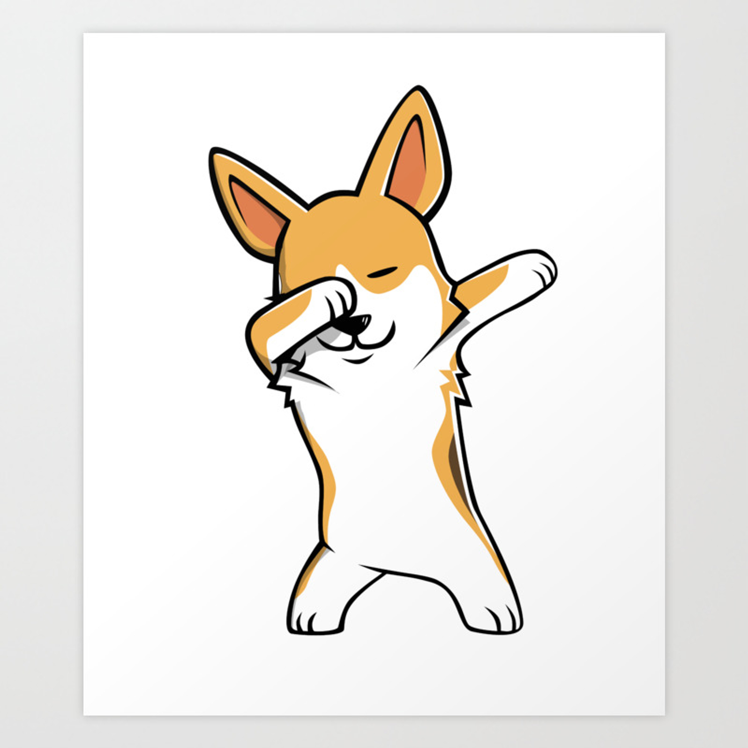 1500x1500 funny pembroke welsh corgi dabbing art print