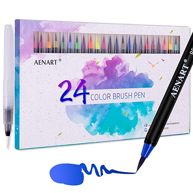 679x679 Aen Art Watercolor Real Brush Pens Set, Colors