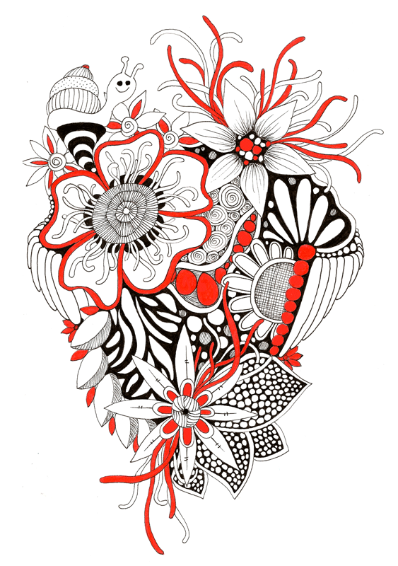 563x800 Flower Explosion Ink Pen Doodles Joanna Ciolek