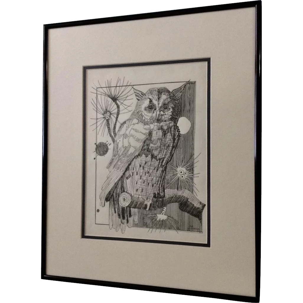 1026x1026 Jan Wiemers Owl Watching Over You Pen And Ink Drawing Signed