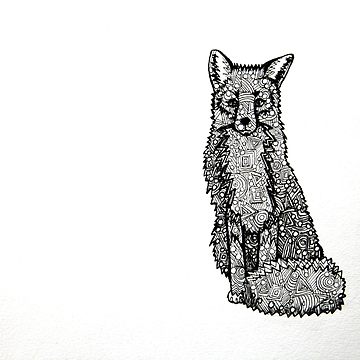 360x360 Wolf And Moon Pen And Ink Metal Print