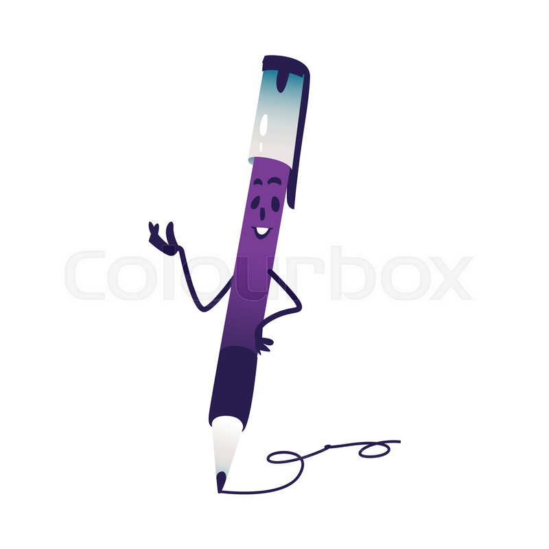 800x800 Cute Ball Pen Cartoon Character Stock Vector Colourbox